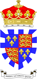 Écartelé de France et d'Angleterre, à la bordure componée d'argent et d'azur.